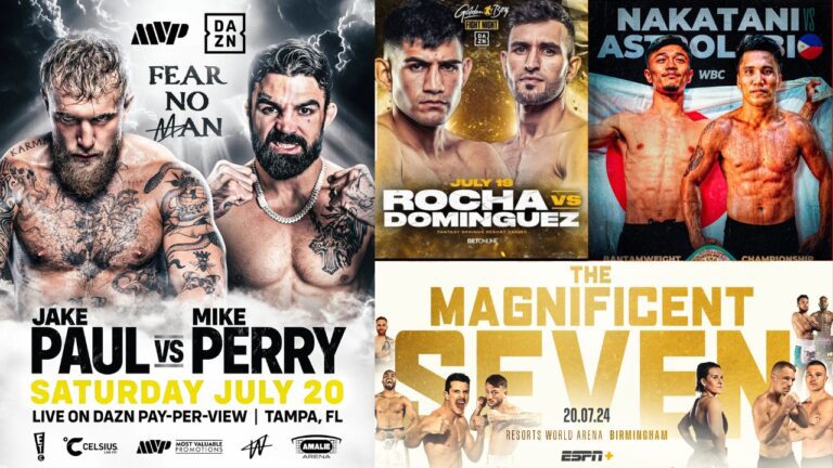 Boxing This Weekend: July 19 – 21, 2024 – Jake Paul vs Mike Perry, Nathan Heaney, and MORE