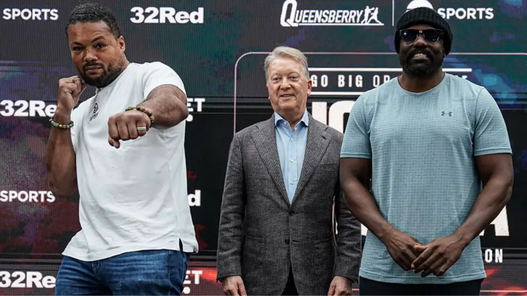 Joe Joyce and Derek Chisora come face to face at their launch press conference to announce their London Heavyweight bout