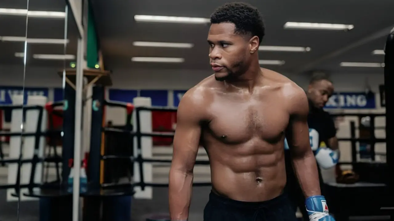 Devin Haney in the gym training before his 2025 comeback