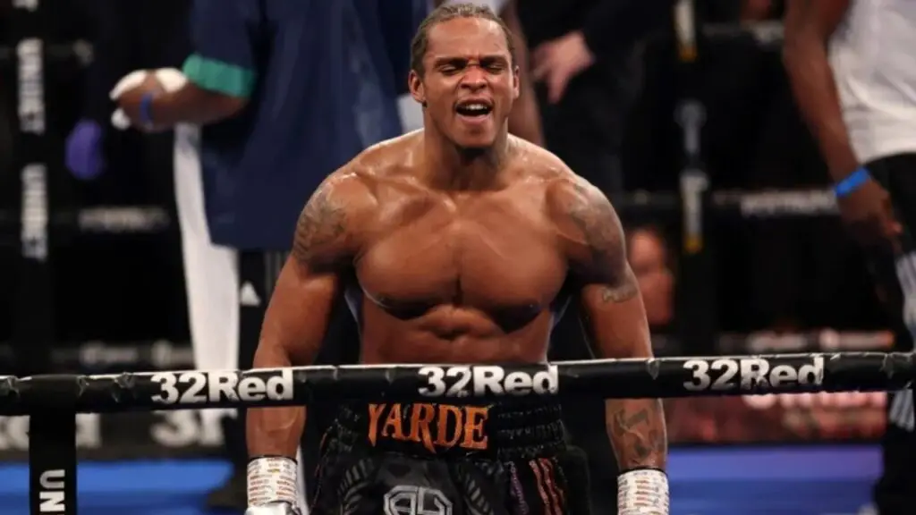 David Benavidez Next Fight Targets a UK Rival 3 Anthony Yarde celebrates in the ring after a fight win and is a potential fight for David Benevidez