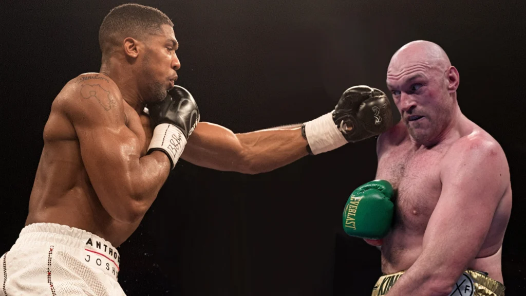 Fantasy fight image of Tyson Fury vs Anthony Joshua