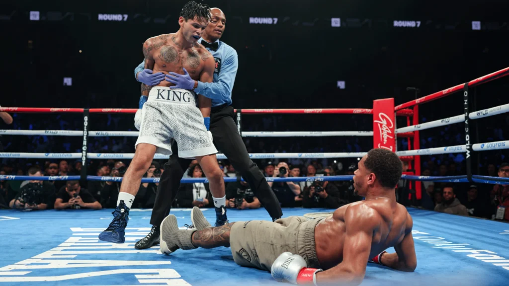Ryan Garcia Reveals Explosive Strategy to Beat Rival Devin Haney Ahead of 2025 Return 2 Ryan Garcia drops Devin Haney in their 2024 bout.