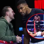 Ben Davison with Anthony Joshua at a public workout