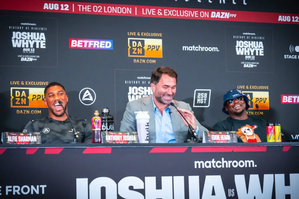 Unveiling Eddie Hearn's Net Worth and How the Boxing Promoter Built His Fortune 3 Eddie Hearn at a the press conference of Anthony Joshua and Dillian Whyte
