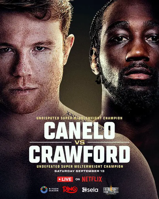 Now DELETED Jake Paul Post Reveals His Thoughts on Canelo Netflix Deal 3 Fight poster for Canelo vs Crawford taking place on September 13th