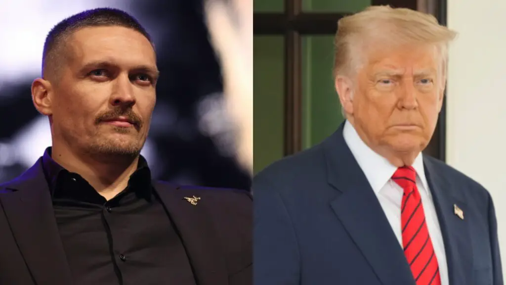 Image of Oleksandr Usyk and Donald Trump as Usyk invites Trump to his home in Ukraine