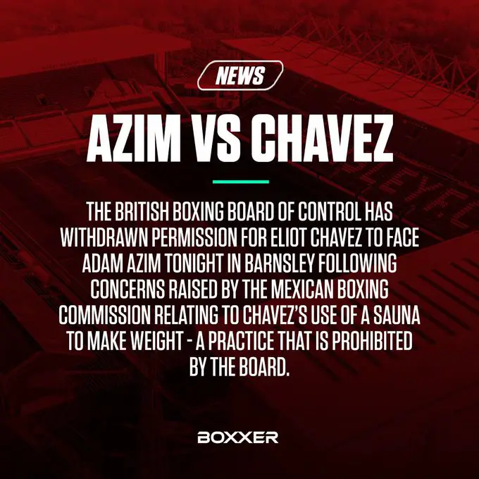 Official announcement of the Adam Azim Fight Cancelled by Boxxer