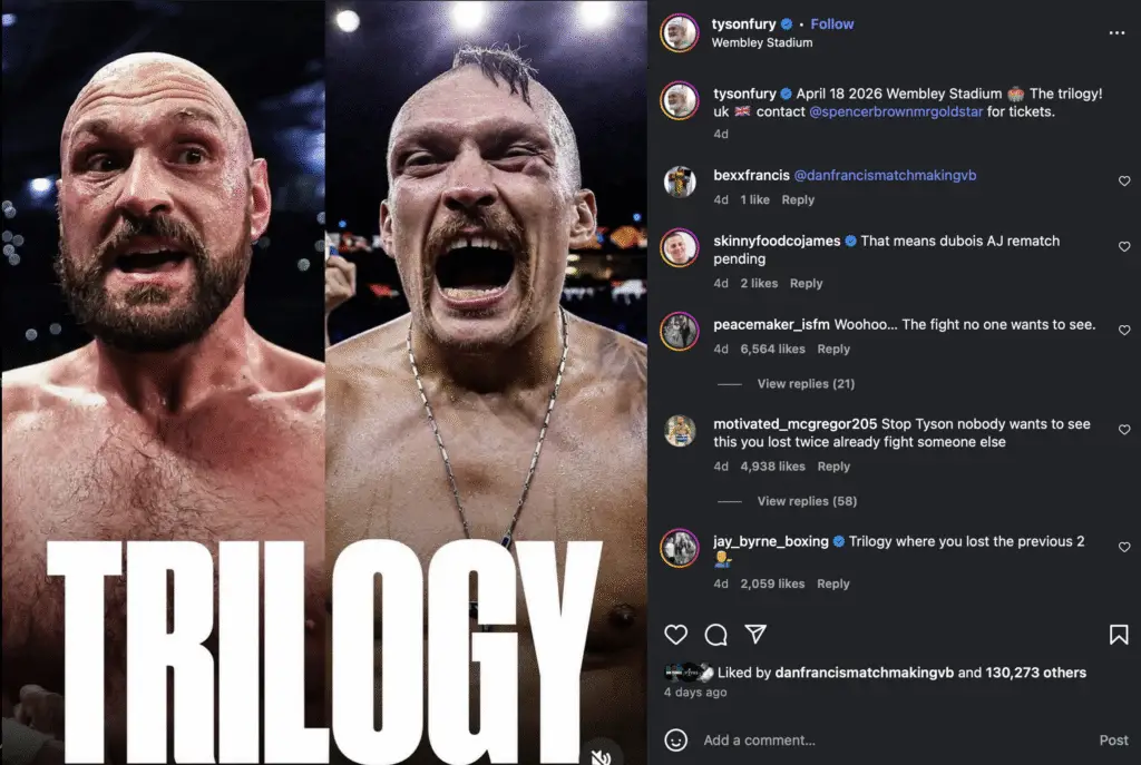 Tyson Fury Offered World Title Fight in ‘Beautiful Farewell’ for 36-Year-Old Champion 3 Tyson Fury hints at trilogy with Oleksandr Uruk on social media