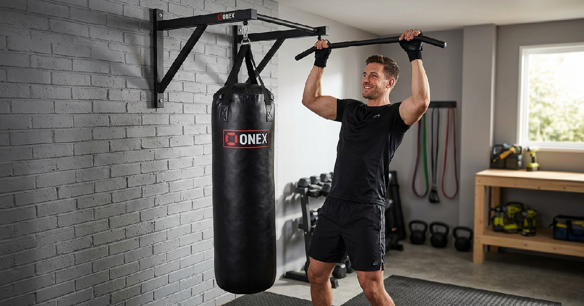 Home 1 ONEX Punch Bag Set Offers Heavy Bag and Pull Up Bar Solution for Home Training
