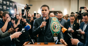 Devin Haney calls Xander Zayas a "quitter" after seventh-round stoppage