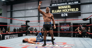 Elijah Holyfield defeats Kai Kavari in 74-second EVOLVE debut match