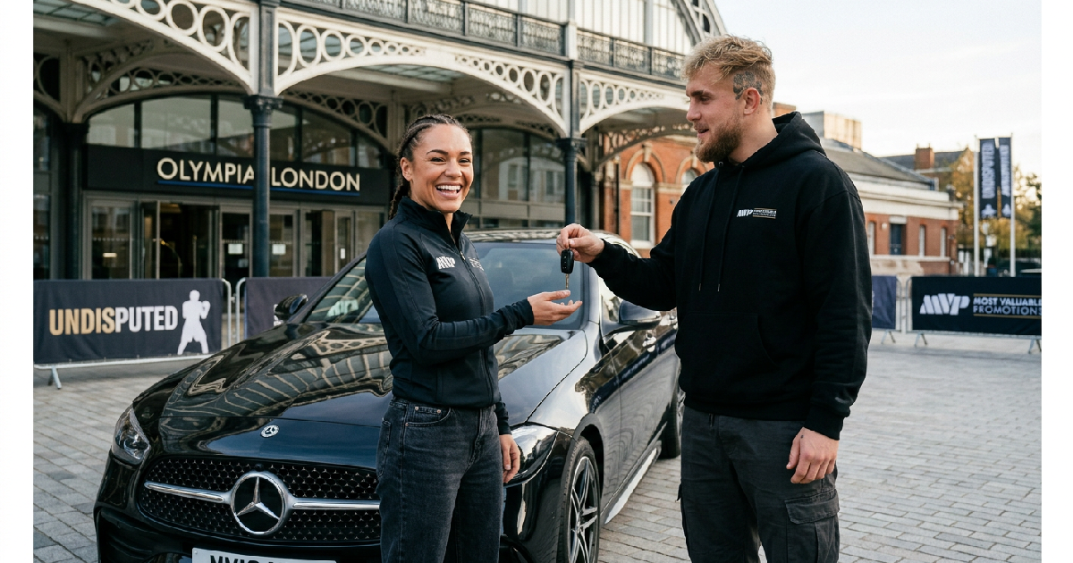 Jake Paul gifts Ellie Scotney Mercedes-Benz after April title win