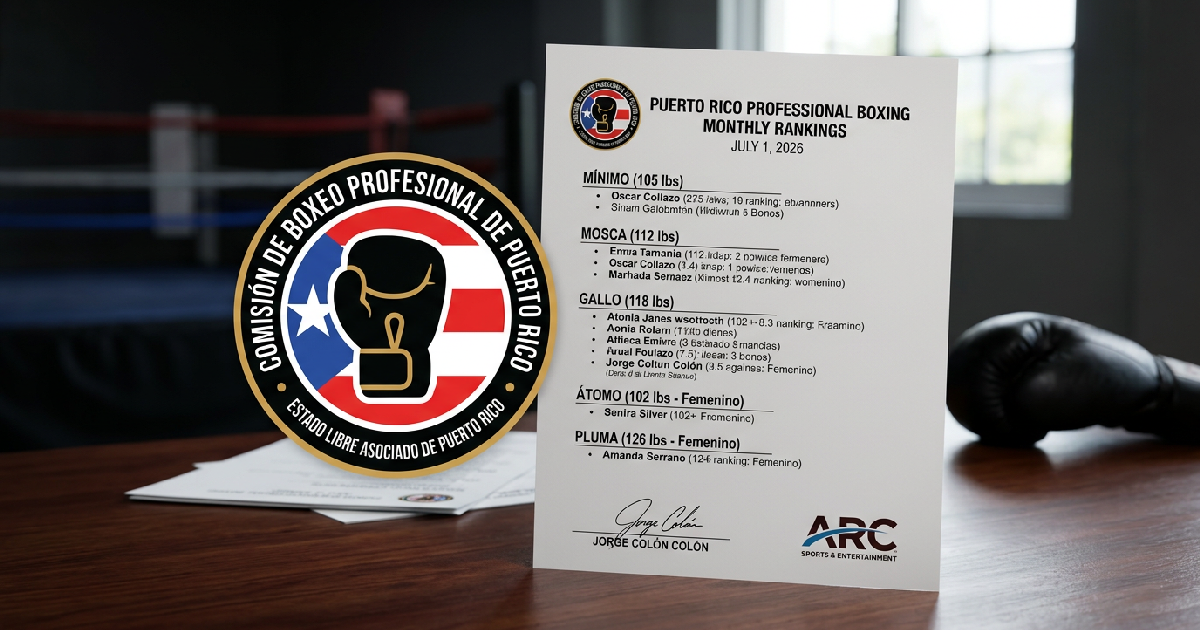Puerto Rico professional boxing monthly rankings: Puerto Rico Commission announces first monthly boxing rankings on June 3...